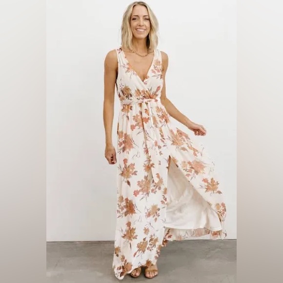 NWT Baltic Born Lennon Velvet Cream/Pink Floral Sleeveless Maxi XS - Picture 4 of 13